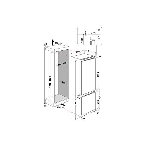 Встраиваемый холодильник Whirlpool WH SP70 T241 P купить с доставкой по Москве и Московской области в интернет-магазине ЕвроТехно