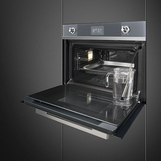 Духовой шкаф электрический компактный SMEG SF4102VCS купить с доставкой по Москве и Московской области в интернет-магазине ЕвроТехно