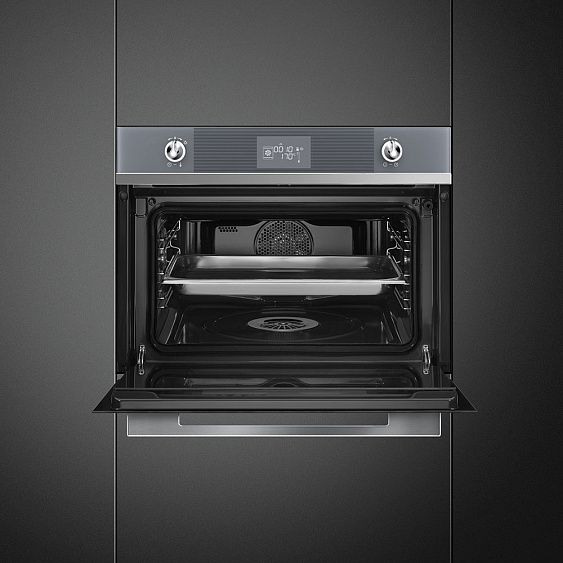 Духовой шкаф электрический компактный SMEG SF4102VCS купить с доставкой по Москве и Московской области в интернет-магазине ЕвроТехно