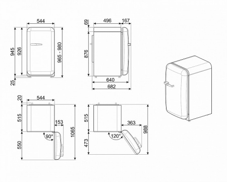 Холодильник SMEG FAB10RWH2 купить с доставкой по Москве и Московской области в интернет-магазине ЕвроТехно