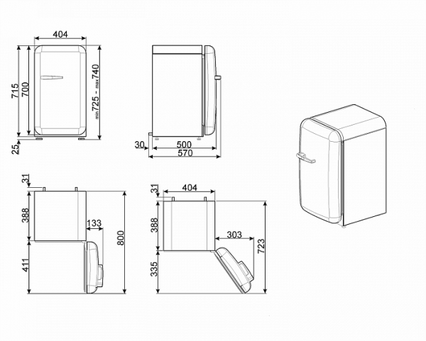 Минибар SMEG FAB5LOR3 купить с доставкой по Москве и Московской области в интернет-магазине ЕвроТехно