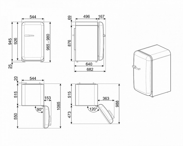 Холодильник SMEG FAB10ROR2 купить с доставкой по Москве и Московской области в интернет-магазине ЕвроТехно