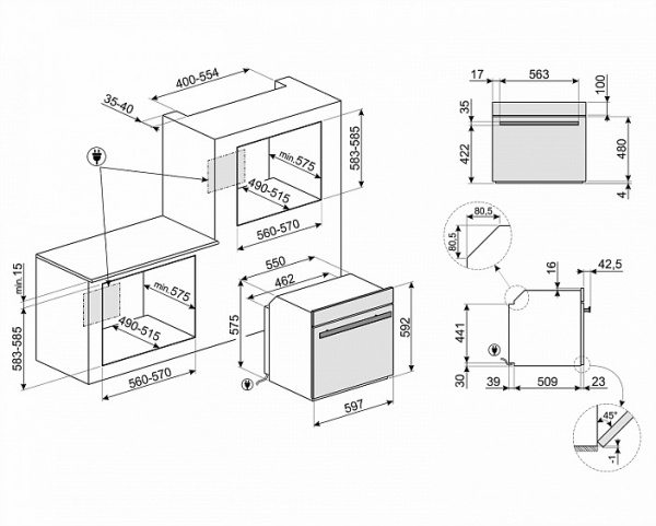 Духовой шкаф SMEG SFP6604WSPNR купить с доставкой по Москве и Московской области в интернет-магазине ЕвроТехно